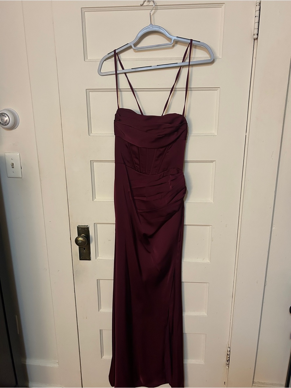 Azazie Burgundy Spaghetti-Strap Maxi Dress